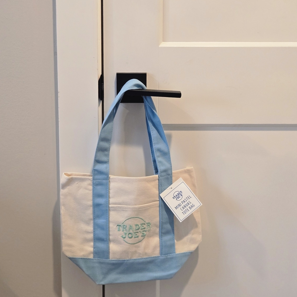 Trader Joe's Blue and Cream Canvas Tote Bag